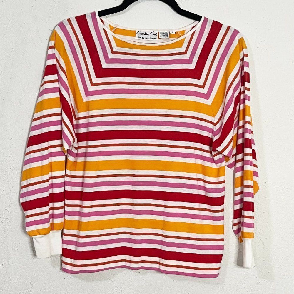 Vintage Country Set Jrs by Evan-Picone Pink Red Orange Mod Striped Shirt